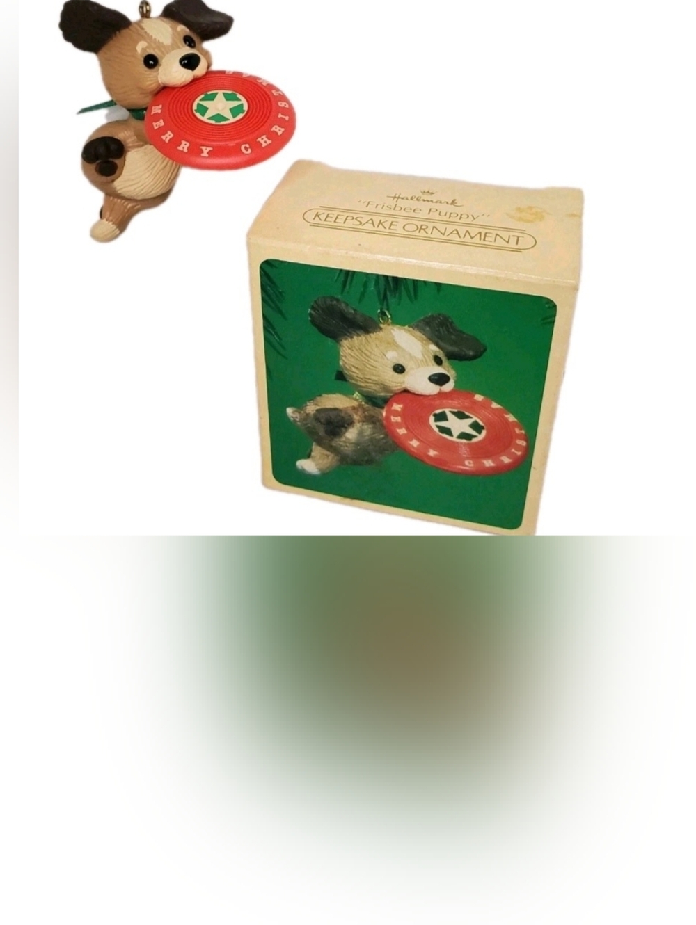 Frisbee Puppy Holiday Ornament Vtg 1984 Hallmark Dog Christmas Decor